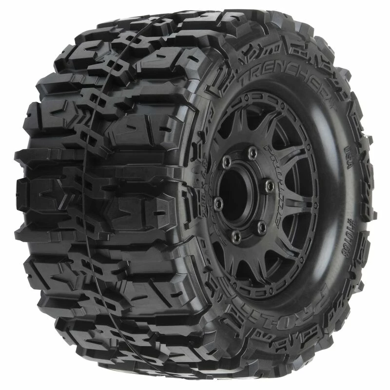 Pro-Line Racing 1/10 Trencher HP BELTED F/R 2.8" MT Tires Mounted 12mm Blk Raid (2) for Tires & Wheels
