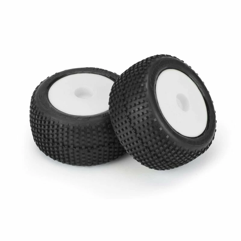 Pro-Line Racing 1/18 Hole Shot Front/Rear Mini-T Tires Mounted 8mm White Wheels (2) for Tires & Wheels - Image 3