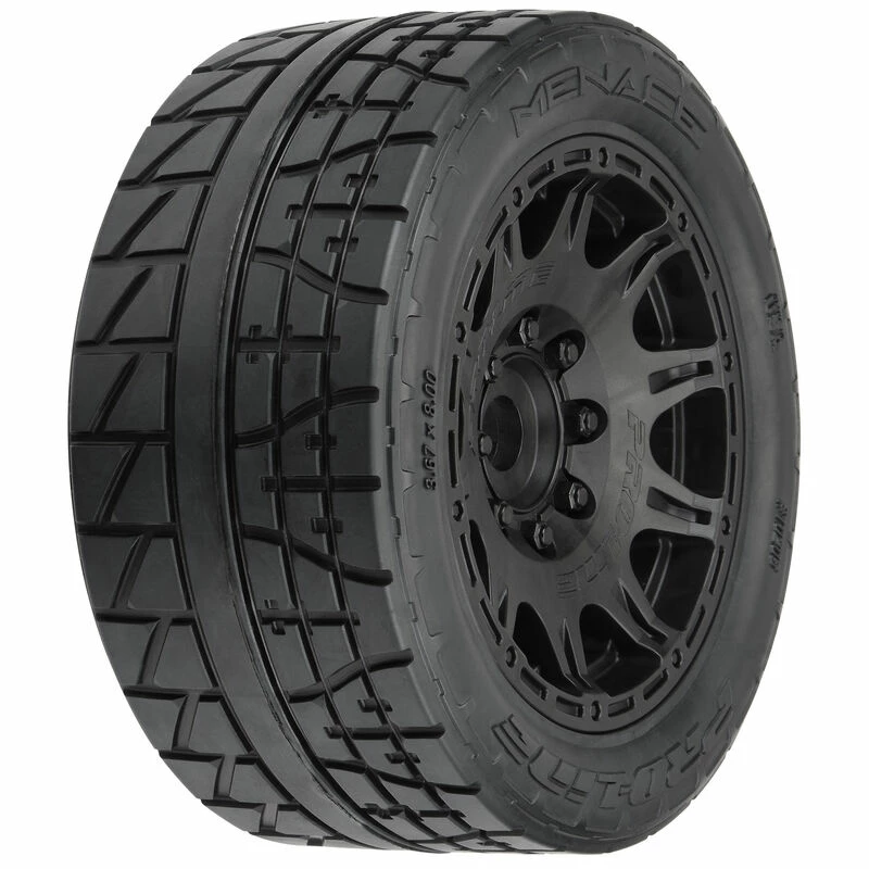Pro-Line Racing 1/6 Menace HP BELTED Fr/Rr 5.7" MT Tires Mounted 24mm Blk Raid (2) for Tires & Wheels