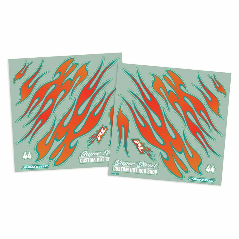 Pro-Line Racing Hot Rod Shop (Red/Blue) Universal Graphics Kit: 1:10 and 1:8 Bodies for Parts